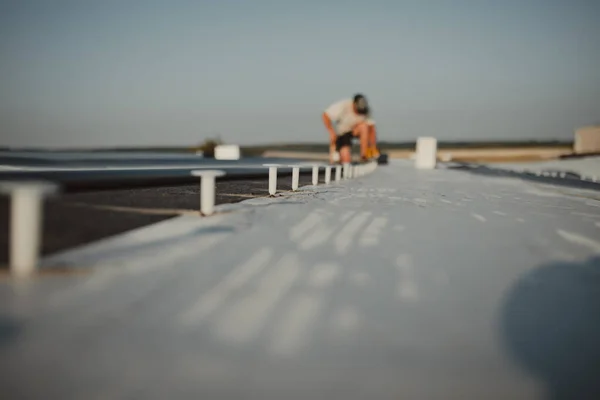 Membrana Sintética Pvc Fixada Com Cavilhas — Fotografia de Stock