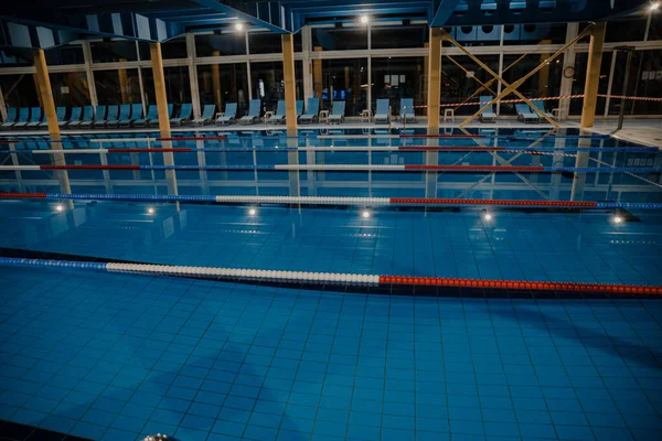 Indoor Competition Swimming Pool Whit Swim Lanes — Stock Photo, Image