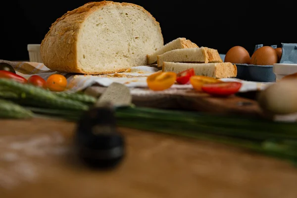 Bakery Gold Rustic Crusty Loaves Bread Still Life Captured Top — Stock Photo, Image