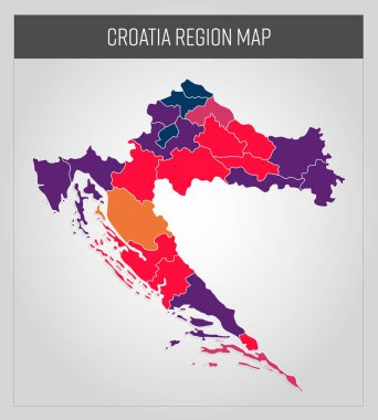 Hırvat haritası, vektördeki renkli harita