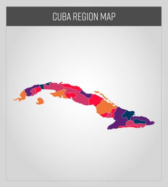 Küba haritası, vektördeki renkli harita