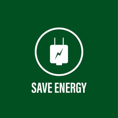 Yeşil enerji metni, vektör illüstrasyonlu ekoloji simgesi