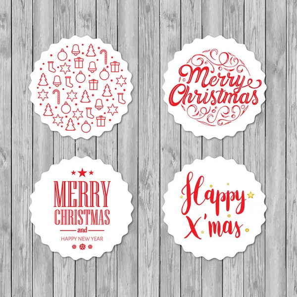 Merry Christmas Hand Drawn Modern Brush Calligraphy Red Lettering Isolated — Stock Vector