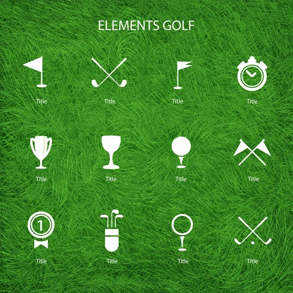 Elementi Vettore Golf Sfondo Verde — Vettoriale Stock