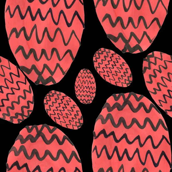 Osterei Rot Schwarz Farbe Fleck Zeichnung Muster Papier Textur Textil — Stockfoto