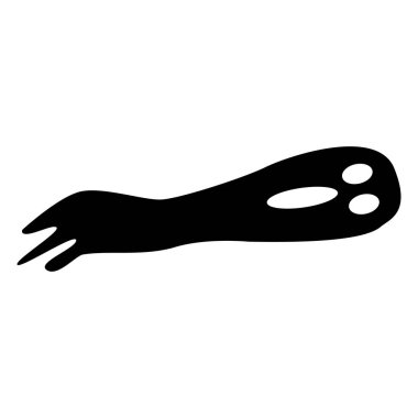 El çizimi mürekkep çizimi. Basit bir çocuk çizimi. Çizgi film tarzı. Sevimli ve komik. Beyaz arka planda siyah hayalet. Cadılar Bayramı çıkartması. Korkunç ve çirkin yaratıklar. Kartpostallar ve posterler için.