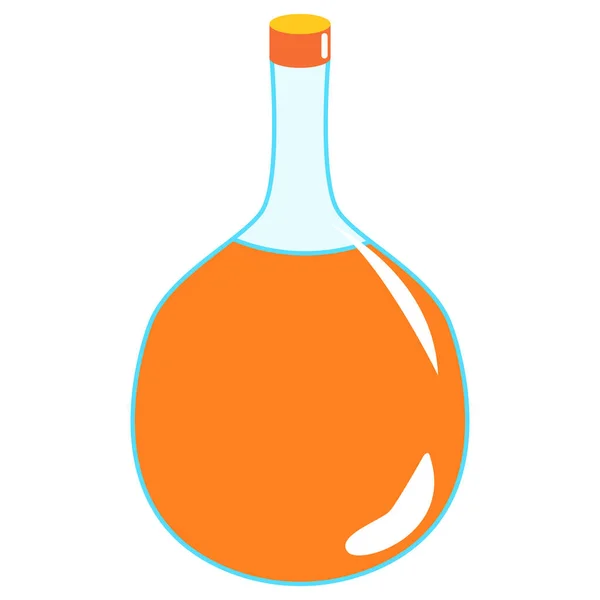Arancione Bottiglia Pozione Magica Isolata Simbolo Halloween Semplice Stile Cartone — Vettoriale Stock