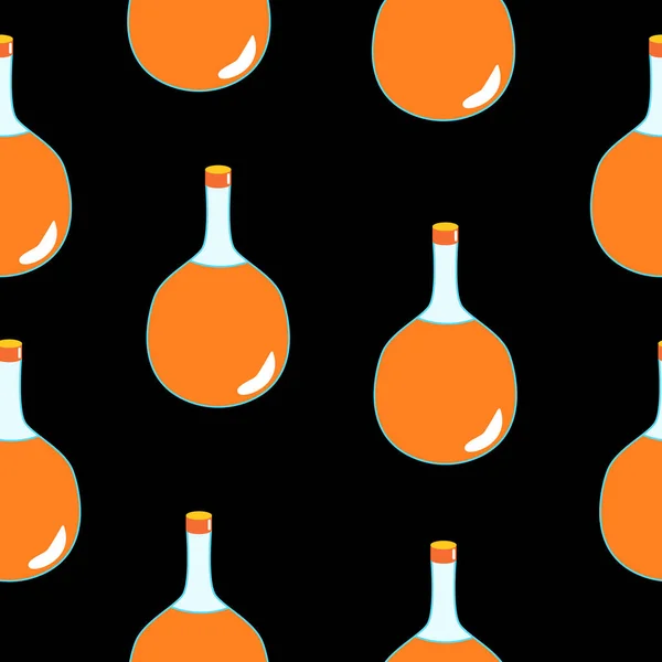 Patrón Sin Costuras Con Botellas Poción Mágica Naranja Sobre Fondo — Archivo Imágenes Vectoriales