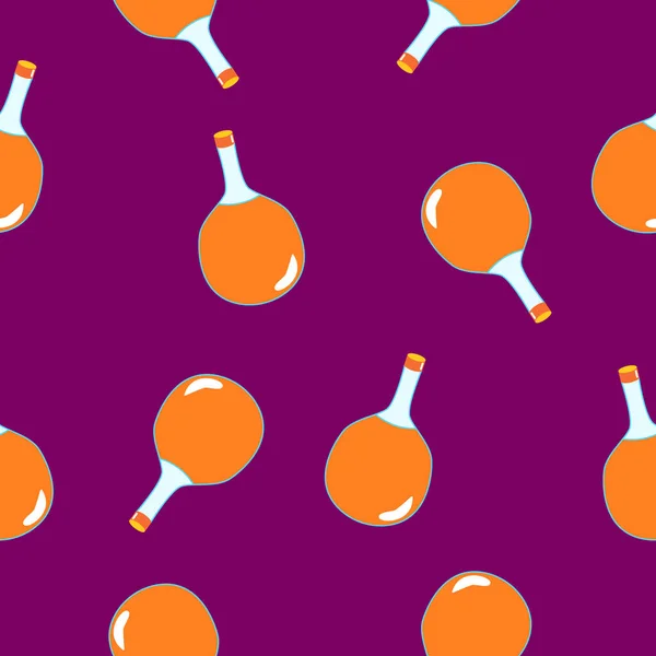 Modello Senza Soluzione Continuità Con Arancione Bottiglie Pozione Magica Sfondo — Vettoriale Stock