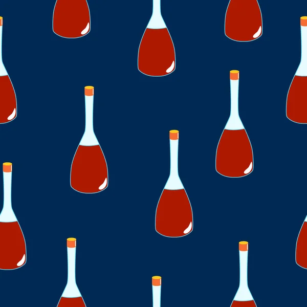 Patrón Sin Costuras Con Botellas Poción Mágica Roja Sobre Fondo — Archivo Imágenes Vectoriales