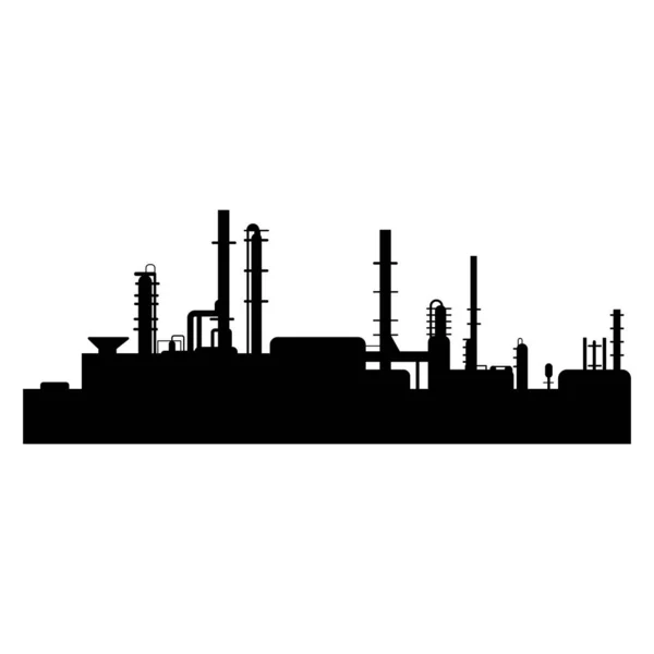 Silhouette Usine Huile Noire Sur Fond Blanc Vecteur Isolé Symbole — Image vectorielle