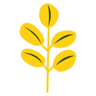 El çizimi sarı ağaç dalı ve yaprak izole. Sonbahar ve yaz. Doğa ve ekoloji. Çizgi film. Botanik çizimi. Şablonlar, kartpostallar, hatıra defterleri, baskılar ve kalıplar için