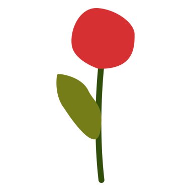 Haşhaş çiçeği ya da böğürtlen izole edilmiş el yapımı ağaç dalı. Kırmızı ve yeşil. Sonbahar ve yaz. Doğa ve ekoloji. Karikatür tarzı. Botanik çizimi. Şablonlar, kartpostallar, hatıra defterleri, baskılar için