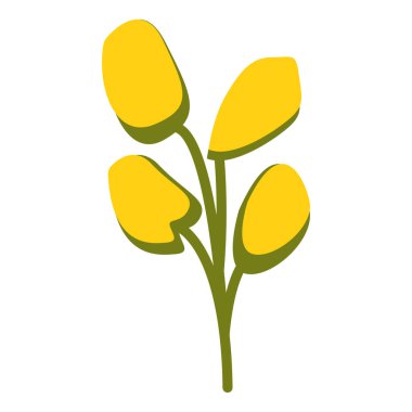 Çiçek ve böğürtlenli el çizimi ağaç dalı. Sarı ve yeşil. Sonbahar ve yaz. Doğa ve ekoloji. Karikatür tarzı. Botanik çizimi. Şablon, kartpostallar, hatıra defteri, baskılar için.