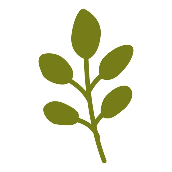 Χειροποίητο Κλαδί Δέντρου Απομονωμένα Φύλλα Πράσινο Ελιάς Φθινόπωρο Και Καλοκαίρι — Διανυσματικό Αρχείο