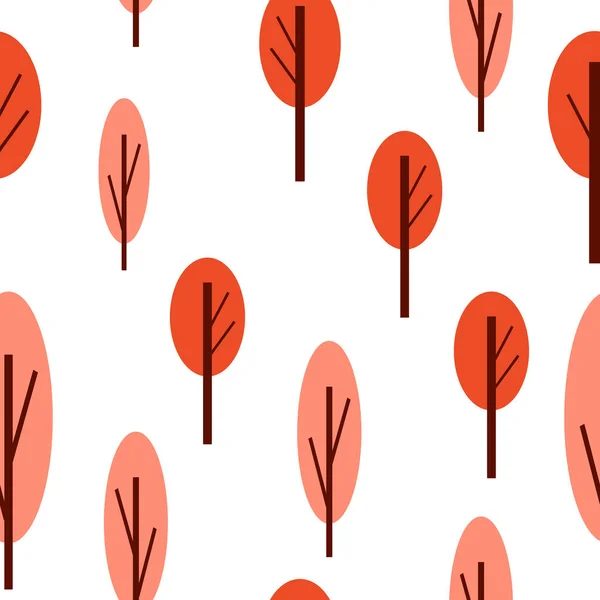 Modèle Sans Couture Avec Des Arbres Automne Rouge Rose Fond — Image vectorielle