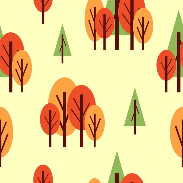 Modèle Sans Couture Avec Des Arbres Automne Rouge Vert Orange — Image vectorielle