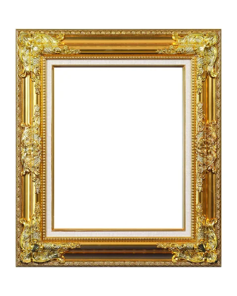 Золота Вінтажна Рамка Ізольована Білому Тлі — стокове фото