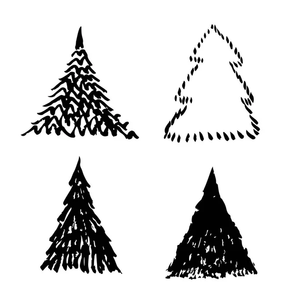 Desenho Mão Árvore Natal Doodle Design Isolado Fundo Branco —  Vetores de Stock