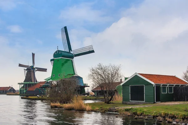Historische Windmühlen Zaanse Schans Viertel Der Holländischen Stadt Zaandam Der — Stockfoto