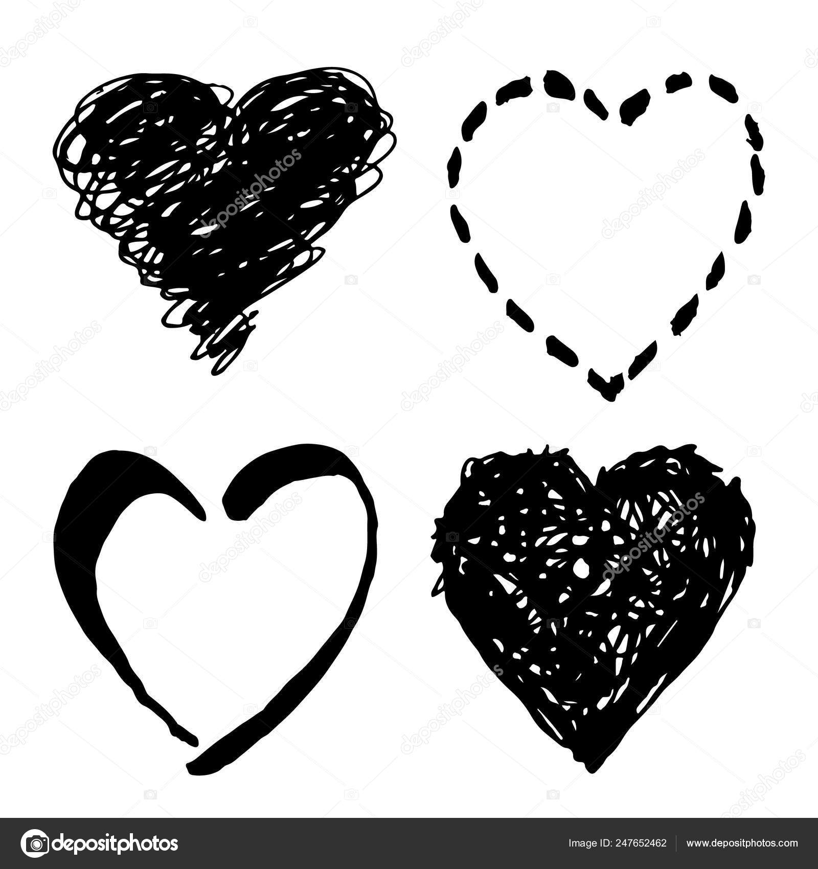 Doodle Hand Drawn Heart Shaped On White Background