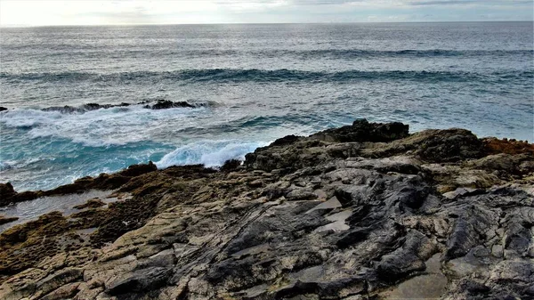 Terra Mar Reúnem Formam Esta Bela Paisagem — Fotografia de Stock