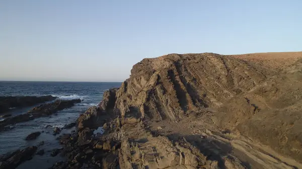 Zonsondergang Vanaf Kliffen Met Uitzicht Kracht Van Zee Bergen Horizon — Stockfoto