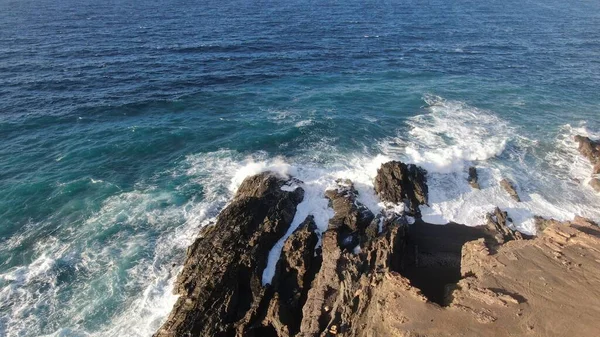 Pôr Sol Das Falésias Contemplando Força Mar Montanhas Horizonte Oceano — Fotografia de Stock