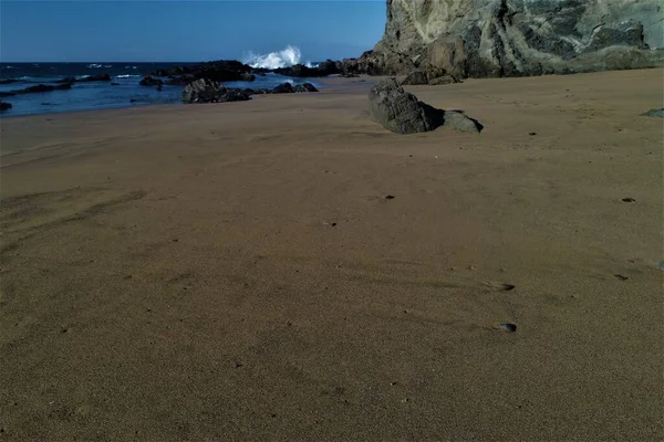 Puesta Sol Desde Los Acantilados Contemplando Fuerza Del Mar Las — Foto de Stock