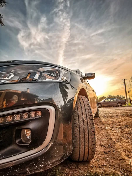 Uma Imagem Hdr Carro Citroen Fora Estrada Com Céu Por — Fotografia de Stock