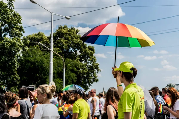 Pride Festival March Rainbow Umbrella — Stock Photo, Image