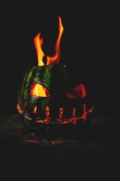 Halloween Apocalypse Green Watermelon Ash Heat — Stock Photo, Image