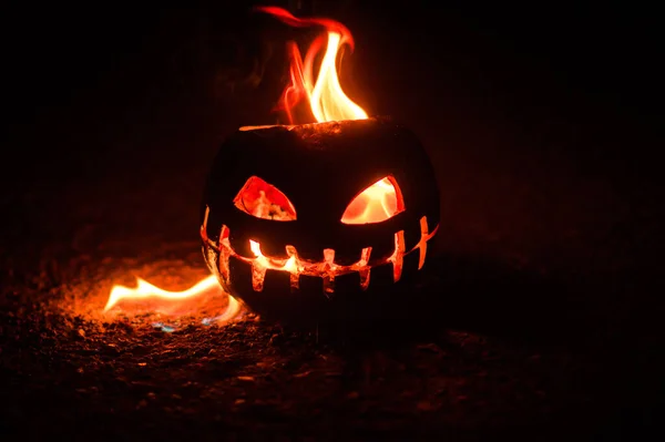 Halloween Apocalypse Citrouille Orange Dans Les Cendres Chaleur — Photo