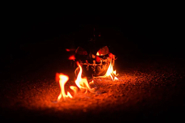 Cadılar Bayramı Kıyameti Kül Sıcakta Portakal Kabağı — Stok fotoğraf