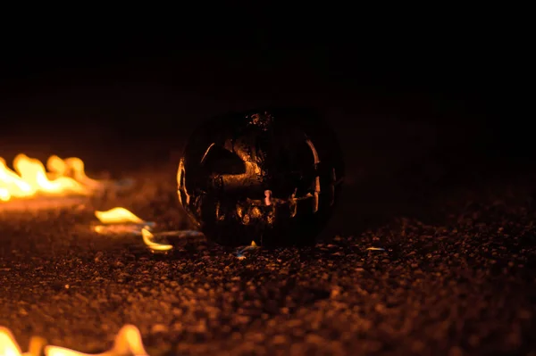 Halloween Apocalypse Orange Pumpkin Ash Heat — Stock Photo, Image