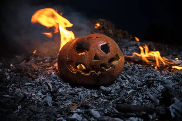 Halloween Apokalypsa Oranžová Dýně Popelu Tepla — Stock fotografie