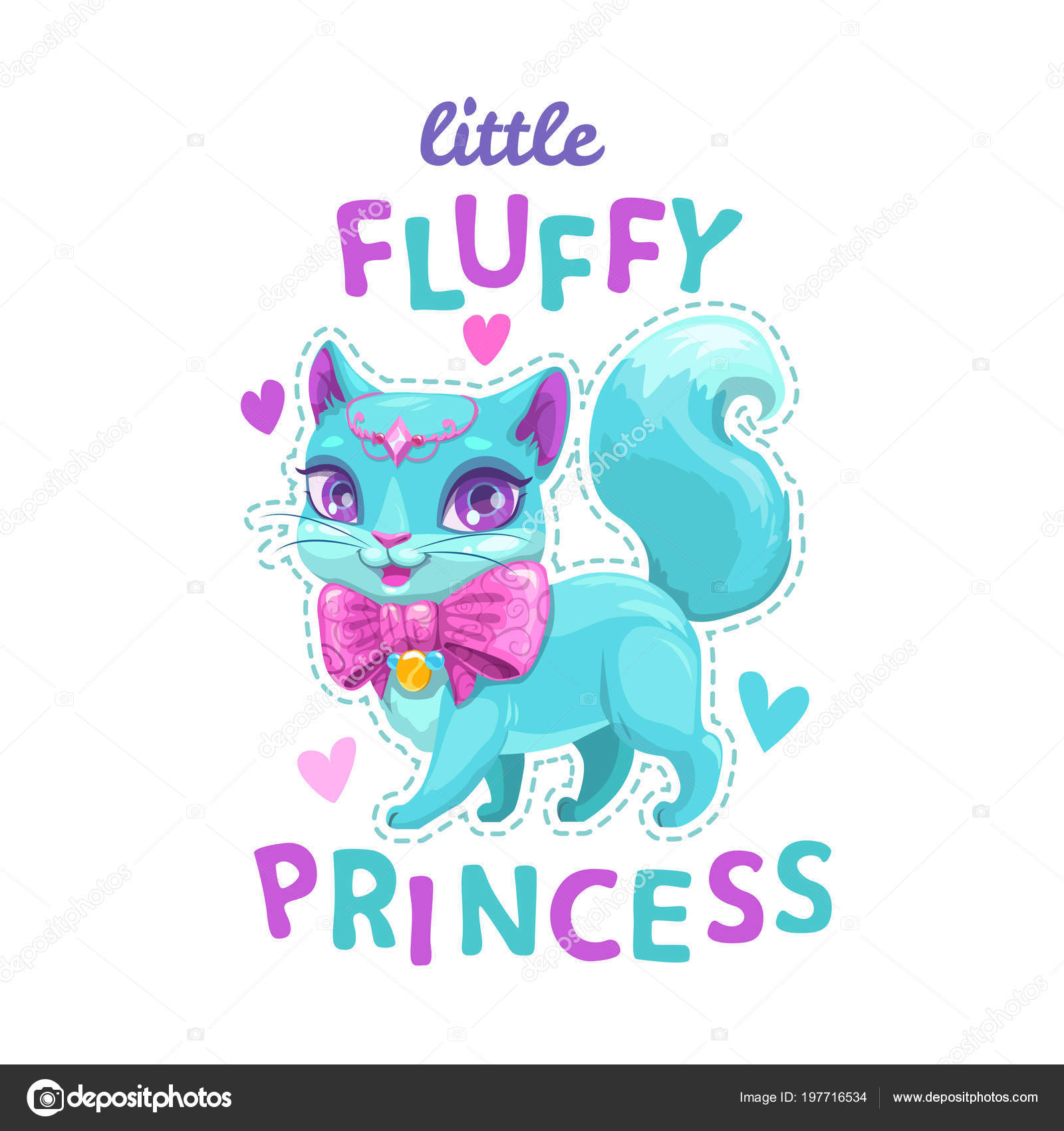 Gatos fofos princesa crianças ilustração desenho infantil amor