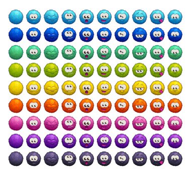 Cartoon colorful fluffy balls characters. clipart