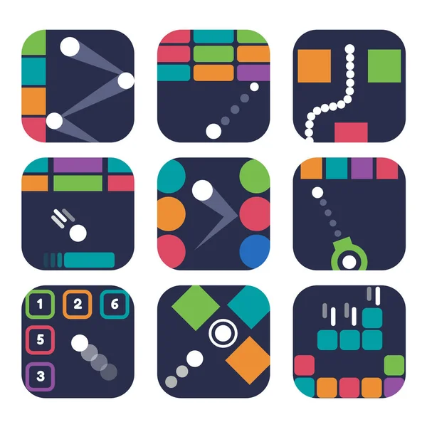 App-Icon-Vorlagen für trendiges Handyspiel — Stockvektor