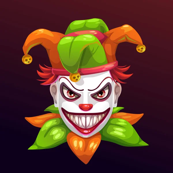 Szalony creepy joker twarz — Wektor stockowy