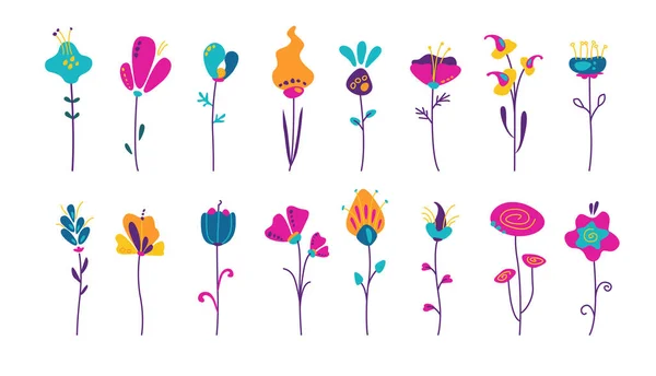 Cute abstract flowers in trendy colors. — Stock Vector