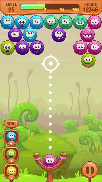 Mobila bubble shooter spelet skärmen. — Stock vektor