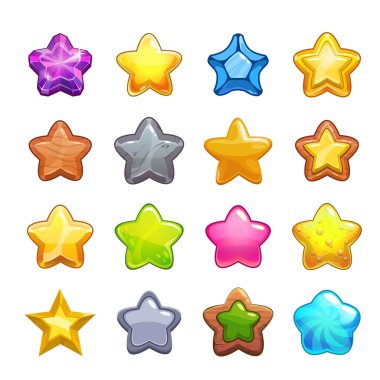 Çizgi film renkli yıldız Icons set.