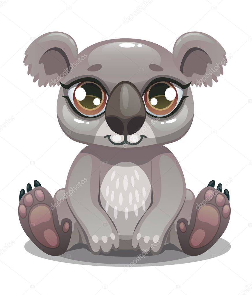 Little cute cartoon koala bear icon.