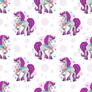 Sevimli çizgi güzel fantezi unicorn ile Seamless modeli