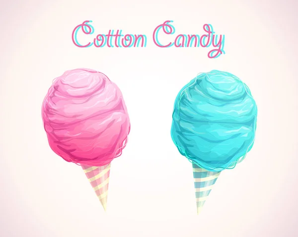 Roze en blauwe cotton candy pictogrammen. Vector kunst. — Stockvector