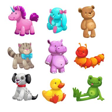My first friends. Funny textile stuffed toys set. clipart