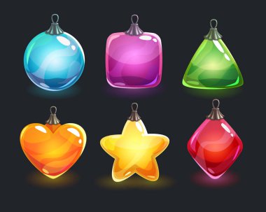 Noel süsleri. Festival renkli parlak yeni yıl parlak oyuncaklar.