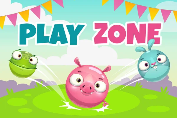 Kids zone banner koncept, play zone vektorillustration. — Stock vektor