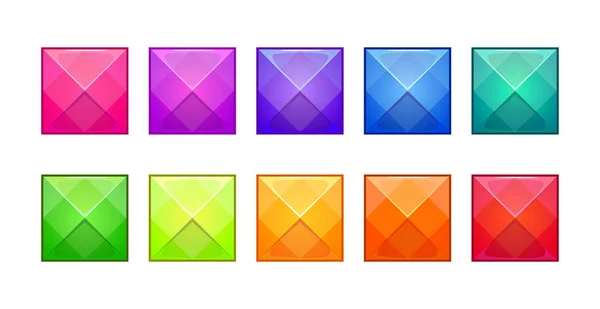 Sada efektní barevné moderní přívěsek klenoty, crystal čtvercová tlačítka. — Stockový vektor